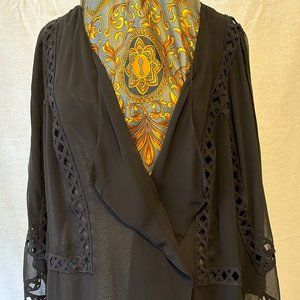 2X Sheer Black 2-Layer Jacket/Cover-Up (Scarf Not Included)